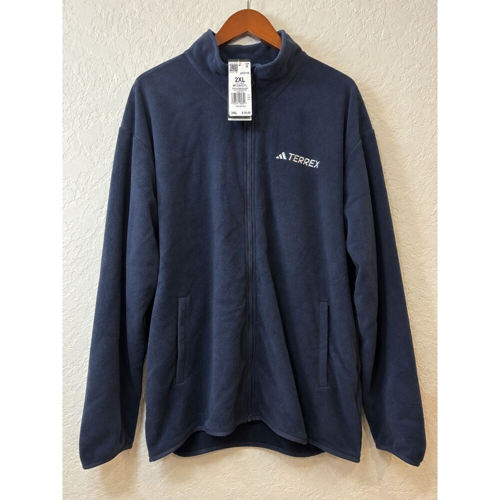 Adidas Terrex Men's 2XL Fleece Full Zip Jacket Shadow Navy Blue NWT
